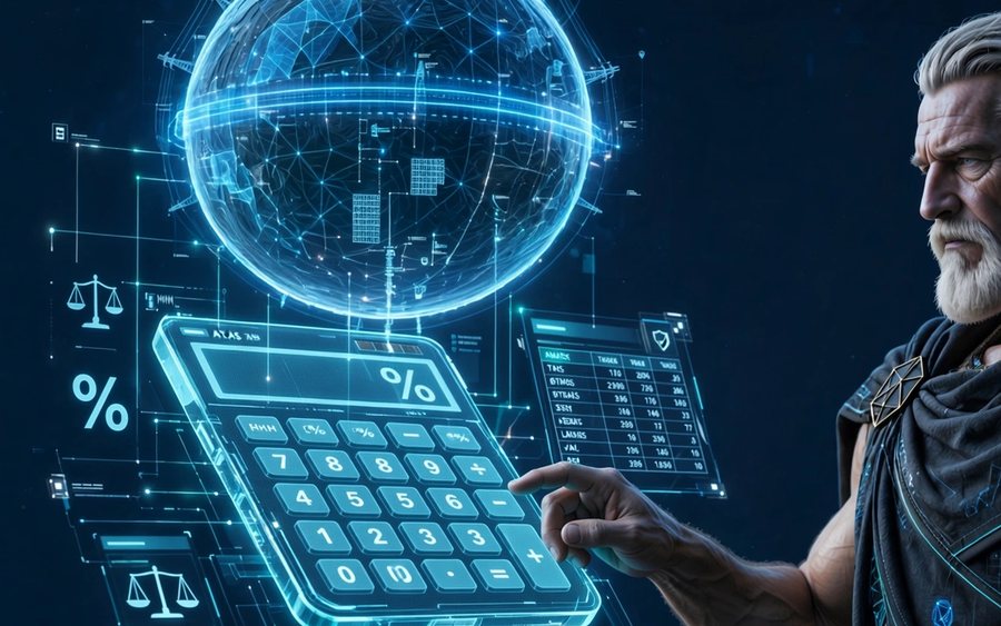 Calculadora - Atlas operando una calculadora holografica